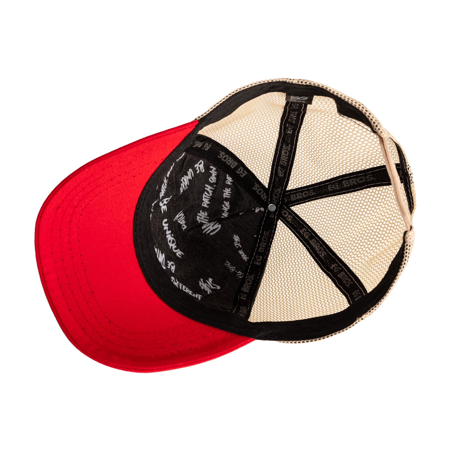 EG-Bros Trucker Cap Beige/Schwarz/Rot